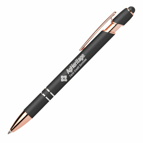 Ellipse Softy Rose Gold Metallic w/ Stylus - Laser Engraved Logo W/ BLUE INK